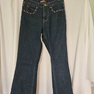 Lazer Flare High Rise‎ Silver Stud Embellished Straight Leg Jeans Size 3